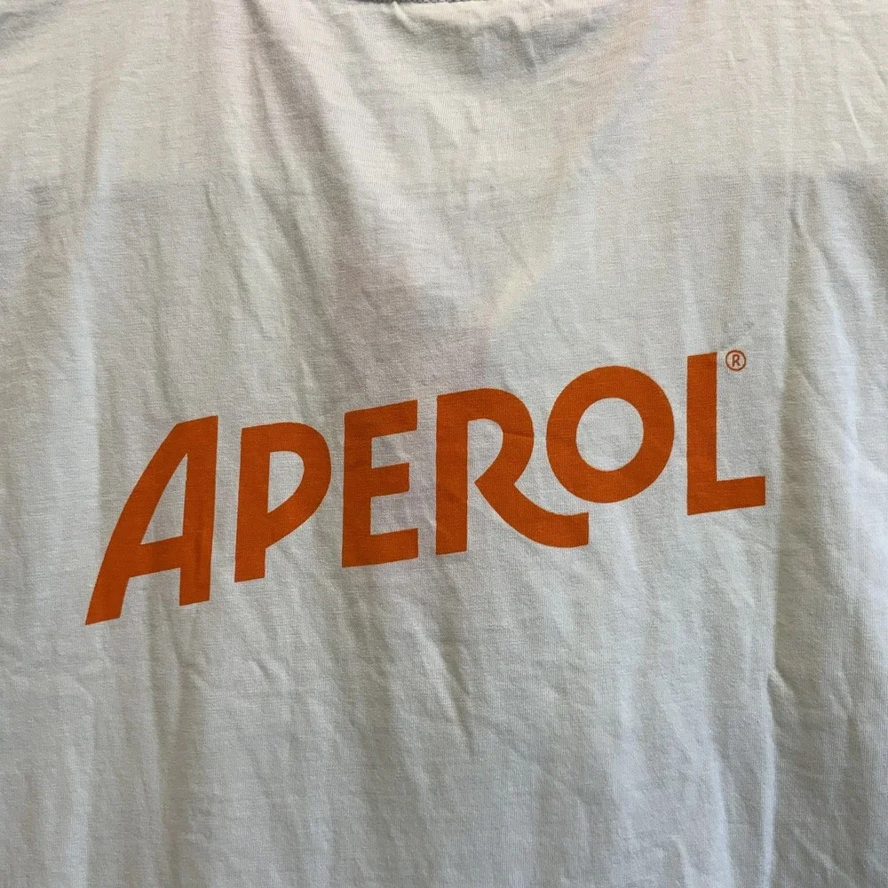 Aperol Liquors Polo Shirt Sz XXL 2X Organic Cotton Collared Spellout Graphic EUC